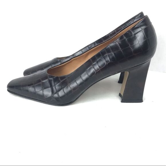 Oppus by Globo Croc Embossed Leather Block Heels Size 8.5 - Picture 5 of 8